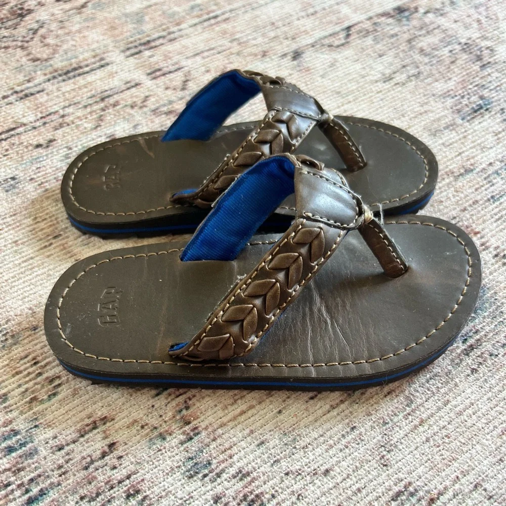 GAP Kids Brown Leather Braided Sandals Toddler size 9.5